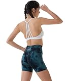 AUROLA Dream Tie Dye Workout Shorts for Women Seamless Scrunch Soft Active Shorts,Green-Black Tie Dye,S