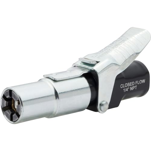 LockNFlate Locking Air Chuck - Six Steel Jaws Lock onto Any tire Valve - Won't Leak or pop Off - Rated to 150 PSI - Closed Flow