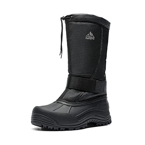 NORTIV 8 Men's Waterproof Hiking Winter Snow Boots Insulated Fur Liner Lightweight Outdoor Tall Boots,Size 11,Black,QUEBEC-M