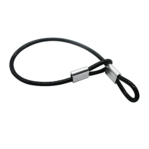 Floyutin 5 Pcs 5mm Wire 36 inch Vinyl Coated Stainless Steel Cable with Loops Short Wire Rope Lanyard Lock Security Chain Link for Outdoor Gates, Black(5mm x 36inch)