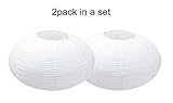 2Pack White Oval Paper lanterns 16”, Chinese Japanese paper lantern lights Paper Lamp shade for Home Decor Wedding Birthday party decorations(White-16inch-2PCS)