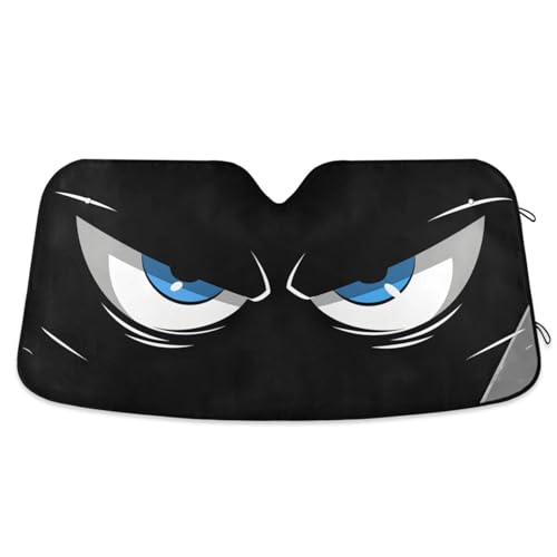 Blue Cartoon Eyes Windshield Sunshade for Car SUV Truck Front Window Sun Shade Visor Protector Blocks UV Rays Reflect Heat, 55" x 27.6"