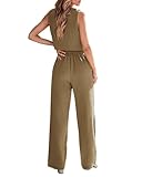 KIRUNDO 2 Piece Sets for Women Summer 2025 Casual Dressy Vest Blazer and Wide Leg Pant Suits Set Business Casual Outfits Airport Travel Clothes(Khaki, Medium)