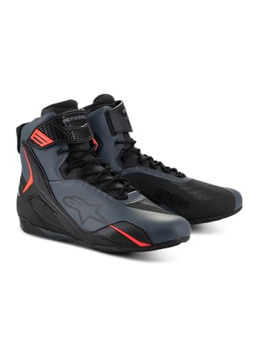 Alpinestars Faster-4 Motorcycle Shoes, Lightweight & Breathable, Seamless Knitted Construction & Advanced Protection, 11.5, Black/Gray/Red Fluo
