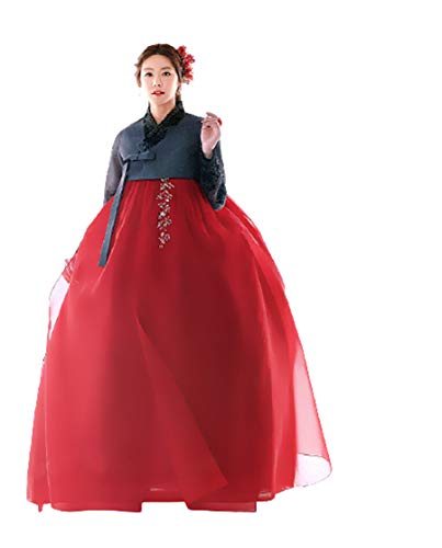 Luxury Handmade Korean Hanbok Dress Custom Made Korean Bride Wedding Hanbok Dress Korean Red
