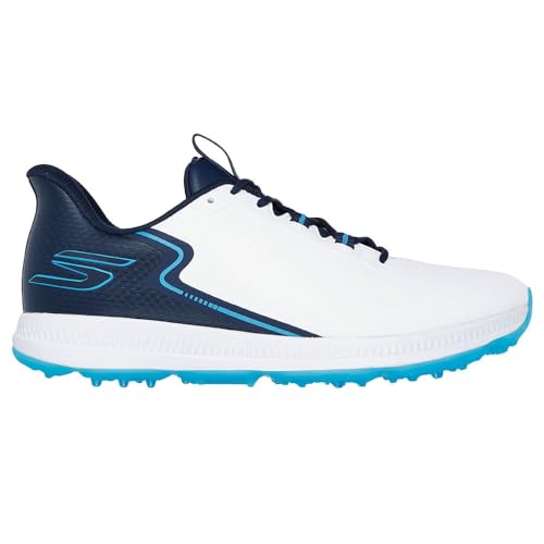 Skechers Golf Men's Elite 6 Slip in Arch Fit Spikeless Golf Shoe Sneaker, White/Navy, 10.5