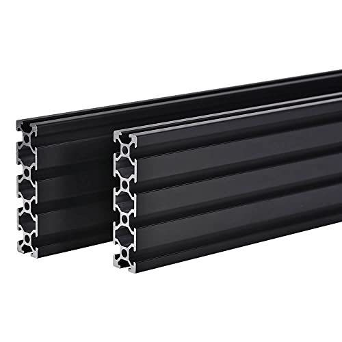 2PCS 20 Series T Slot 2080 Aluminum Extrusion Profile 39.4'',European Standard Anodized Linear Rail for 3D Printer Parts and CNC DIY 1000mm Black(39.4inch)