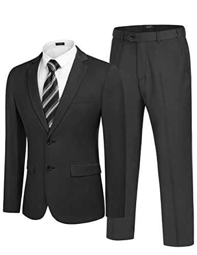 COOFANDY Men's 2 Piece Suits and Dress Pants Slim Fit Suit Set Business Suit Blazer Suit for Wedding Prom