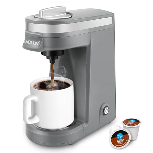 CHULUX Mini Coffee Maker for K Capsule, Single Serve Coffee Maker for One Cup Americano, Lightweight Pod Coffee Machine, Gray