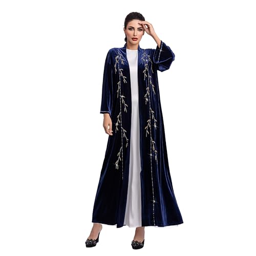 Embroidered Muslim 1PC Abaya Dress for Women, Long Sleeve Open Abaya, Abayas for Women Muslim Ideal for special occasions