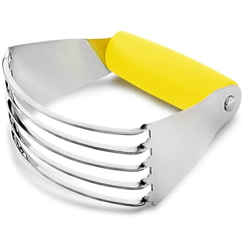 Zulay Kitchen Dough Blender - Stainless Steel Pastry Cutter, Heavy Duty Dough Cutter With Blades, Pastry Blender And Butter Cutter - Pastry Cutter For Baking (Yellow)