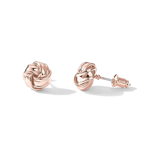 PAVOI 14K Rose Gold Plated Sterling Silver Post Love Knot Stud Earrings | Gold Earrings for Women