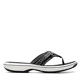 Clarks Women's Breeze Sea Flip-Flop, Black Synthetic, 12