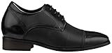 CALTO Men's Invisible Height Increasing Elevator Shoes - Black Premium Leather Lace-up Formal Oxfords - 3.2 Inches Taller - Y40552 - Size 8 D(M) US