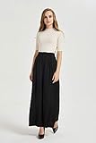 Tronjori Women High Waist Casual Wide Leg Long Palazzo Pants Trousers Regular Size(M Short,Black)