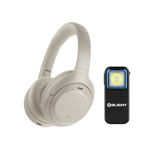 Sony WH-1000XM4 Wireless Headphones (Silver) Bundle with Oclip Clip-On Light (2 Items)