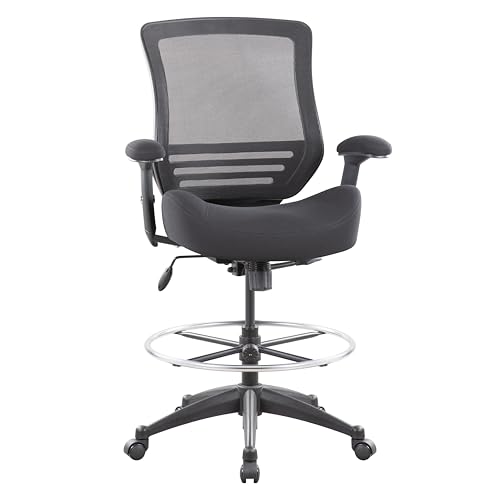 BOLISS 400lbs Mesh Ergonomic Office Drafting Chair Big Adjustable Foot Ring Height Adjustable Armrest (Black)