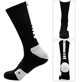 MUMUBREAL Basketball Socks Cushion Compression Crew Sock Elite Athletic Socks for Men & Women, Black (5 pack)