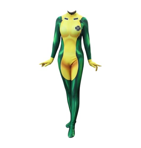 Axvinel Superhero Rogue Cosplay Costume Womens Full Set Bodysuit Zentai Jumpsuit Female M