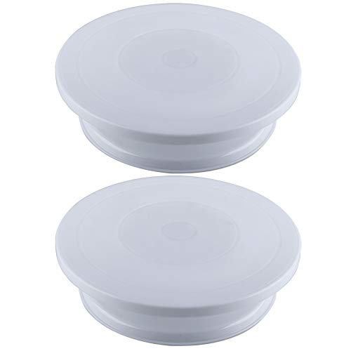 KEILEOHO 2 Pack 11 Inch Premium Cake Turntables, Smoothly Turns for Cake Decorating, Lightweight & Durable Stand for Decoration, Sculpting, Model Building, Painting