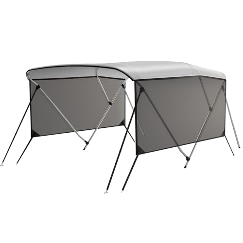 GarveeLife 3 Bow Boat Bimini Top with 2 Removable Side Curtains, Durable Marine-Grade Canvas, 2 Straps, 2 Rear Support Poles, Zippered Storage Boot for Optimal Sun Protection and Comfort