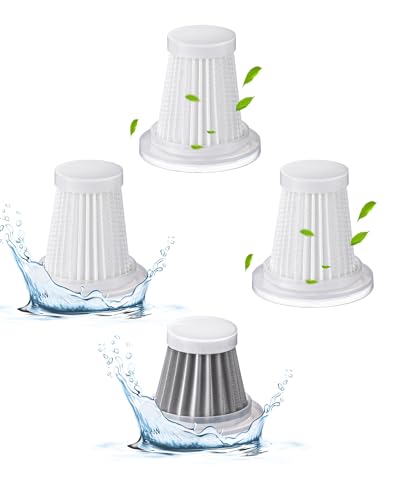 XCOOL 4-Pack Vacuum Filters, Washable & Reusable, Includes 3 HEPA & 1 Steel, Compatible with XCOOL Cordless Vacuum