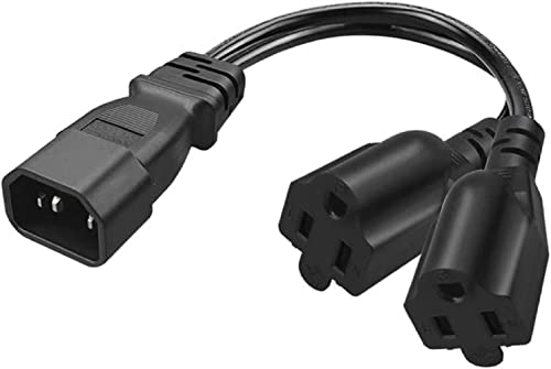 Toptekits C14 to Dual NEMA5-15R Power Plug,IEC 320 C14 Male to 2XNEMA5-15R Splitter Power Cord, IEC 320 C14 to 2X5-15R Adapter Converter (C14 to 2XNEMA5-15R)