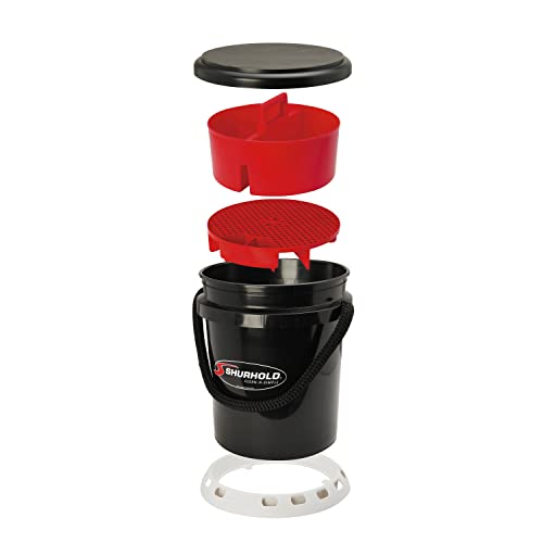 Shurhold 2464 Deluxe One Bucket System - Ultimate Cleaning Kit with 5 Gallon Bucket, Grit Guard, Lid, and Storage Caddy, Black