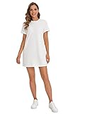 Milumia Women Casual Short T Shirt Dress Short Sleeve Straight Mini Tee Shirt Dress White Small