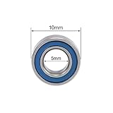 Mlxkell MR105-2RS Ball Bearings 5x10x4mm, Bore Double Sealed Chrome Steel Blue Seal Z2 30pcs.