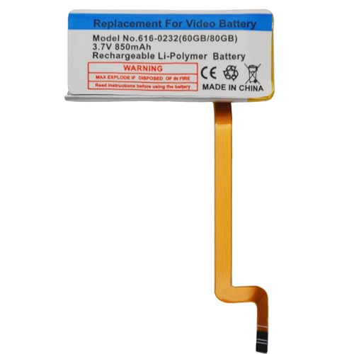 ocxutsx 850mAh Replacement Battery for iPod Video 5th gen 60GB 80GB A1136 Classic 6TH 160GB Thick