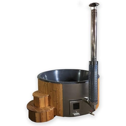 SaunaLife Model S4N Wood-Fired Hot Tub Soak-Series Home Wood-Burning Hot Tub, Natural, Up to 6 Persons, Thermo-Spruce
