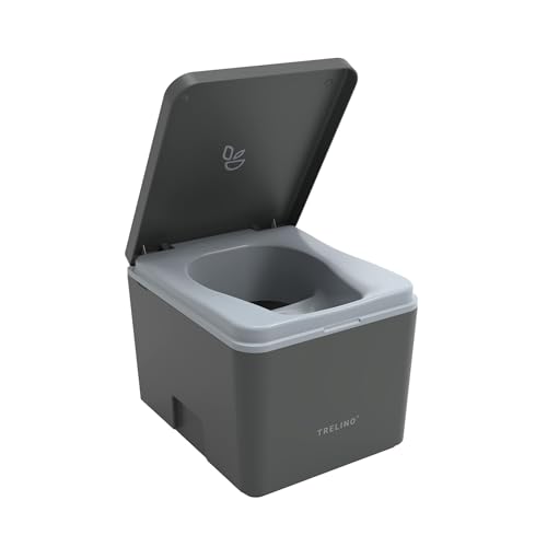 TRELINO Composting Toilet Evo S Gray, Portable Toilet for Camping & Outdoor, Odorless, 1.2 gal & 1.6 gal Capacity, 13 x 15.4 x 11.7 inches