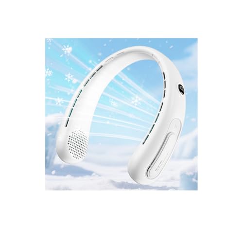 Portable Neck Fan, Hands-Free Bladeless Fans, 360°Airflow, 4000 mAh Battery Operated Wearable Personal Fan, Twistable, Rechargeable Fans for Outdoor Indoor, Birthday Gifts for Men Women-White