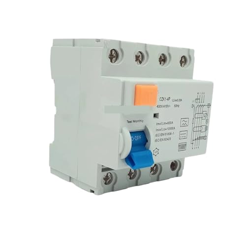 1PCS CZK6 RCCB 3-4P 16A 25A 32A 40A 63A 80A 100A Residual Current Circuit Breaker AC ELCB RCD 10mA 30mA 100mA 300mA (Size : A Class EM Type, Color : 4P 100A30MA)