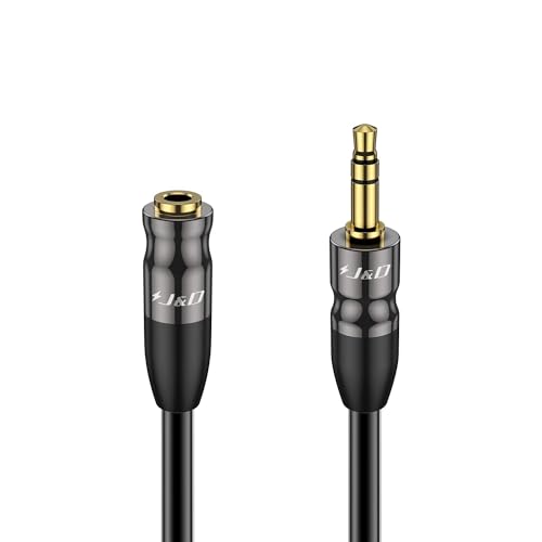 J&D 3.5mm AUX Audio Extension Cable, Copper Shell 3.5mm 1/8 inch Stereo Jack Male to Female Auxiliary Stereo Audio Cable 3.5mm TRS Male to TRS 3.5mm Female Stereo Audio Adapter Cable (25 Feet)