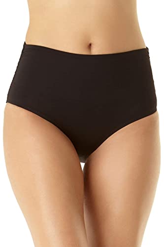 Anne Cole - Convertible High Waist Shirred Swim Bottom Black