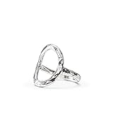 Joolala Karma Open Circle Round Minimalistic Ring in 925 Sterling Silver/Gold Plated - for Women (6, Silver)