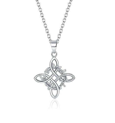 YMHOP Witches Knot Necklace Nudo De Bruja Pendant Original Tetragrammaton Amuleto de Proteccion 925 Sterling Silver Wicca Moon Irish Celtic Jewelry for Women (A-nec)
