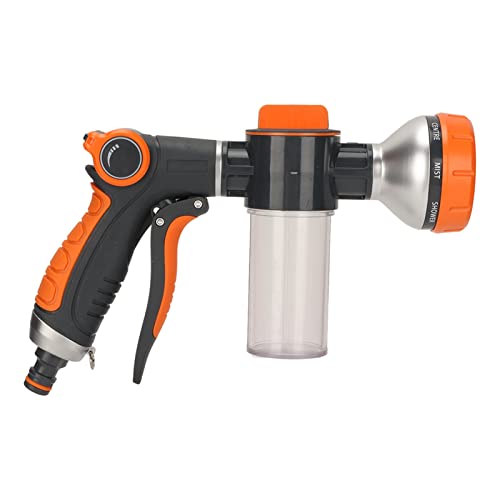 Garden Hose Nozzle Garden Watering Foam Sprayer 8 Modes High Pressure Multifunctional Water Spraying Machine with Soap Dispenser for Watering Garden, Washing Cars and Showering Pets(Front wrench)