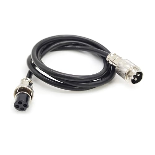 Fupiomeef 16.4ft GX20 4 Pin Male to Female Cable, GX20 4Pins Female to Male Head Aviation Cordset Electrical Connector Panel Mount Circular Metal Adapter Cordset for Ships 7A 200V 17AWG (5meter)