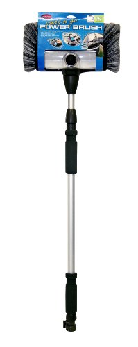 Carrand 93977 Flow-Thru 10" Quad Power Wash Soap Mixing Brush with 55" Aluminum Extension Pole , Black