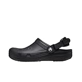 Crocs Unisex-Adult Classic Work Clogs, Adjustable Slip Resistant Work Shoes with Hole-Free Construction, Black, 8 Women/6 Men