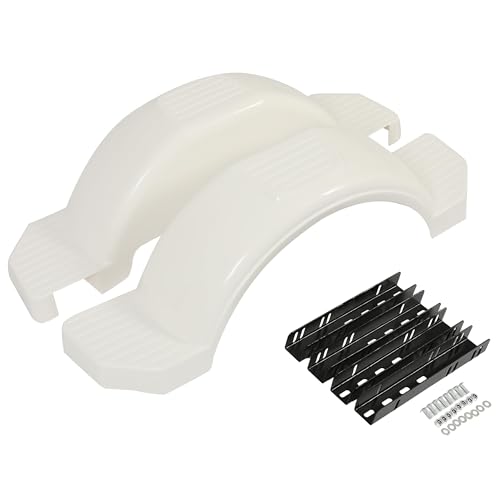 ECOTRIC Set of 2 Single Axle Trailer Fenders 13" Wheels Tire Skirt Boat 39.7" long x 8.8" wide x 11.4" tall 300 lbs (White)