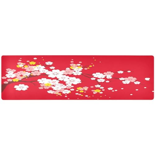 ALAZA Japaneses Sakura Tree Cherry Bloom Trivet Table Runner 40 Inches Long Trivet for Hot Pots and Pans/Hot Dishes,Table Protector Heat Up to 230F, Decorative Hot Plates Mat for Kitchen Countertop