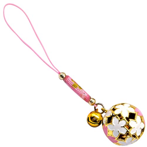 Hemobllo Cherry Blossom Bell Phone Charm - Japanese Keychain Jingle Ornament, Cute Sakura Pendant for Cell Strap, Bag Decoration