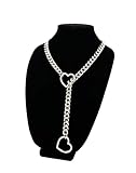 ADEMISHIA Heart O-ring Slip Chain Necklace For Women, Handmade Punk Gothic Cuban Necklace Jewelry Adjustable Lariat Y-Necklace (Silver, 34")