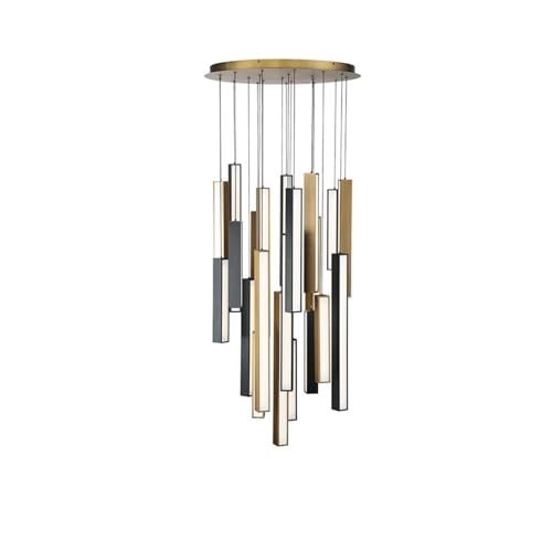 Chandelier, Nordic Staircase LED Chandelier Restaurant Lighting Chandelier Duplex Living Room Stainless Steel Long Chandelier(21 Heads)