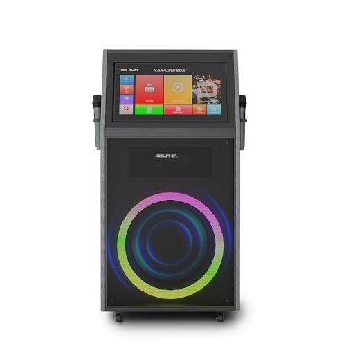 Dolphin KB-18R All-in-One Karaoke Sound System – 18.5” Touchscreen, 18” Woofer, Bluetooth, Android 12, UHF Mic, Rechargeable Battery