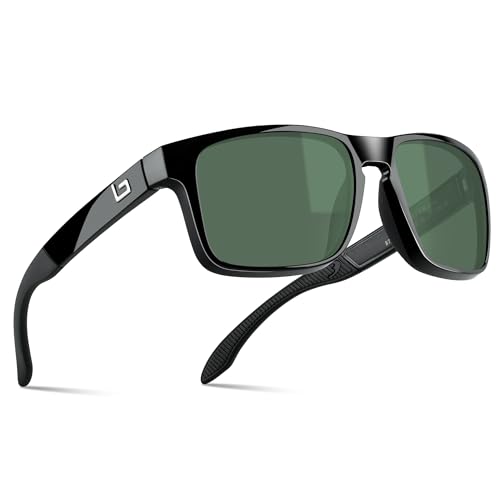 Bnus italy made classic sunglasses corning real glass lens w. polarized option (B7066 Black/G-15 Non-Polarized, Glass Lens)